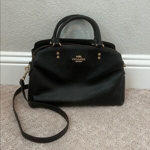 Coach Lillie Carryall Handbag in Black Crossgrain Leather